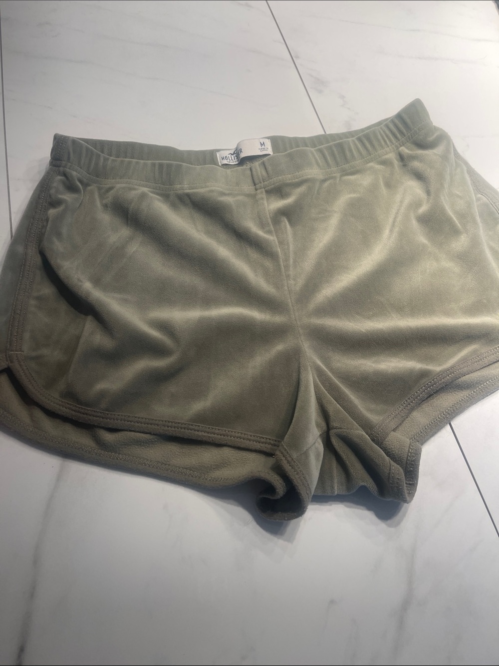 Hollister Olive Green Velour Athletic Shorts